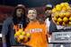 Sammy Watkins, Dabo Swinney and Tajh Boyd celebrating Clemson's triumph over Ohio State in the Orange Bowl