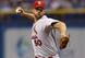 Cardinals ace Adam Wainwright throws a pitch against the Tampa Bay Rays June 10