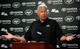 New York Jets head coach Rex Ryan reacts as he speaks with the media after NFL football minicamp, Thursday, June 19, 2014, in Florham Park, N.J. Ryan was asked if the New England Patriots may have obtained a copy of the Jets playbook. (AP Photo/Mel Evans)