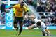 Joel Tomkins falls off a tackle in his short-lived England career