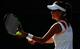 Agnieszka Radwanska prepares to serve during Wimbledon.
