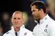 Stuart Lancaster and Andy Farrell look pensive following defeat to the New Zealand All Blacks