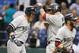 Carp celebrates his 10th inning grand slam on September 11, 2013.