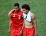Nacer Chadli and Axel Witsel commiserate together after Belgium's quarter-final exit to Argentina.