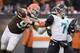 No matter the coaching staff or the defensive scheme, Browns DE/OLB Jabaal Sheard (97, left) has been chasing down quarterbacks since he entered the league.