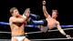 Chris Jericho delivers a dropkick to Cody Rhodes.