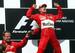 Schumacher celebrating his win at the 2004 Hungarian Grand Prix.