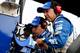 Jimmie Johnson's crew chief Chad Knaus (right) during GoBowling.com 400.