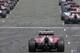 An unfamiliar sight: Ferrari bringing up the rear.