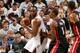 Jefferson (left) going to work against James' former teammate Chris Bosh (No. 1).