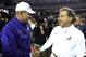 LSU head coach Les Miles (left) and Alabama head coach Nick Saban (right)