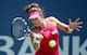 Garbine Muguruza hits a forehand during a match at the 2014 Bank of the West Classic in Stanford.