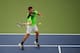 Jack Sock hits a forehand during a match at the Western and Southern Open in Cincinnati.