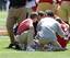 Safety Antoine Bethea (right) was removed from Sunday's game with a concussion.