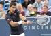 Novak Djokovic blasts a backhand during a match at the 2014 Western & Southern Open.