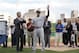 Jeter salutes the crowd during a ceremony at Comerica Park.