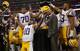 LSU celebrates its victory against Wisconsin.