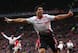 Luis Suarez celebrates a goal at Old Trafford.