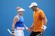 Bethanie Mattek-Sands during a mixed-doubles match with partner Bob Bryan at the Australian Open.