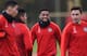 Chris Smalling, Marcos Rojo, Anthony Martial and Matteo Darmian share a laugh in training.