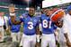Florida receivers Treon Harris (left) and Antonio Callaway aren't participating in spring practice due to a suspension.