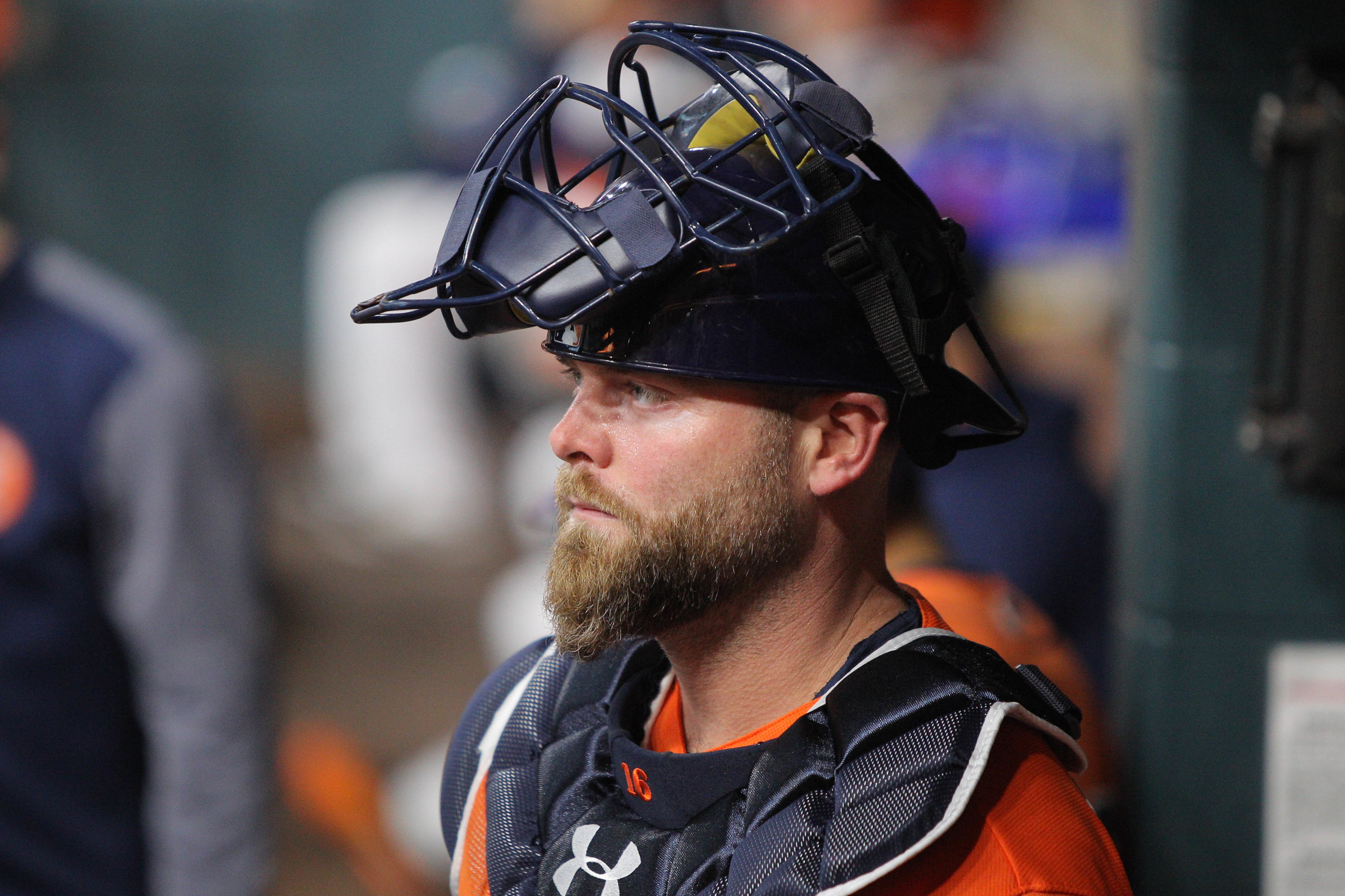 MLB Photos: Brian McCann tests new eye glasses