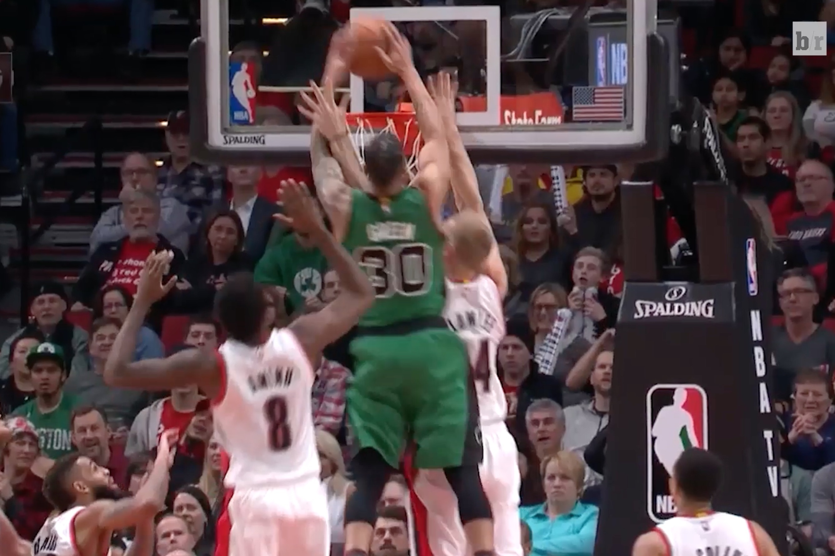 Gerald Green throws down a double-pump slam in the face of Mason