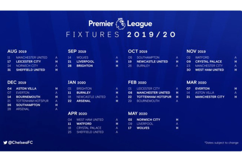 Premier League Schedule Reveal 2019 Bleacher Report Latest News Videos And Highlights