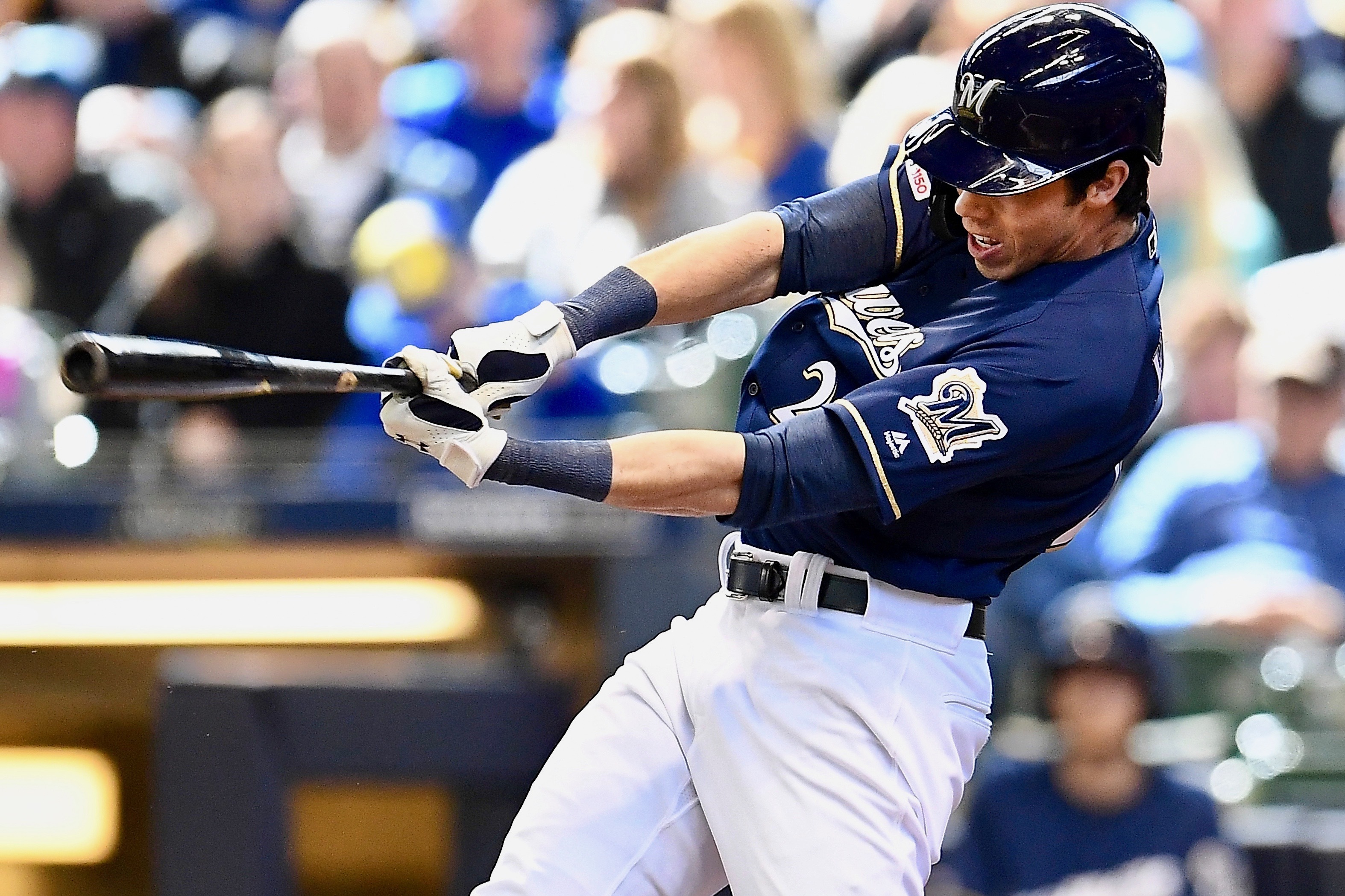 Yelich goes yard, Christian Yelich's brother (a U.S. Marine) is watching  him play for the first time in years. So of course Christian went yard.  #BiggerThanBaseball, By MLB