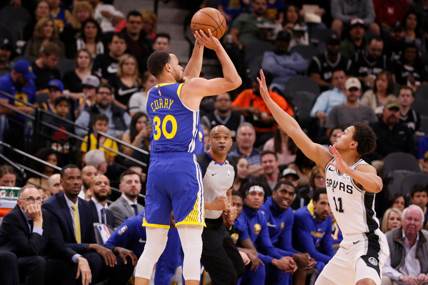 Watch Stephen Curry Drain Longest 3-Pointer of the NBA Season vs. Spurs ...