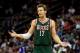 NEWARK, NJ - MARCH 12: Mike Dunleavy #17 of the Milwaukee Bucks reacts in the first half against the New Jersey Nets at Prudential Center on March 12, 2012 in Newark, New Jersey. NOTE TO USER: User expressly acknowledges and agrees that, by downloading