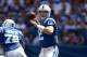 INDIANAPOLIS, IN - SEPTEMBER 15: Andrew Luck #12 of the Indianapolis Colts passes the ball during the NFL game against the Miami Dolphins at Lucas Oil Stadium on September 15, 2013 in Indianapolis, Indiana. (Photo by Andy Lyons/Getty Images)