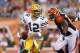 CINCINNATI, OH - AUGUST 23: Aaron Rodgers #12 of the Green Bay Packers looks to pass the football against the Cincinnati Bengals during a preseason NFL game at Paul Brown Stadium on August 23, 2012 in Cincinnati, Ohio. (Photo by Joe Robbins/Getty Images)