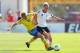 HAVERFORDWEST, WALES - AUGUST 22: Rebecca Knaak (R) of Germany U19 women is challenged by Fanny Anderson (L) of Sweden U19 women during the European Women's Under19 Championship match between Germany and Sweden at the Bridge Meadow Stadium on August 22,