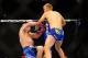 Dec 30, 2011; Las Vegas, NV, USA; UFC fighter Alexander Gustafsson (right) fights against Vladimir Matyushenko during a light featherweight bout at UFC 141 at the MGM Grand Garden event center. Mandatory Credit: Mark J. Rebilas-USA TODAY Sports