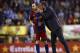 VILLARREAL, CASTELLON - APRIL 02: Head Coach Josep Guardiola of Barcelona give instructions to Andres Iniesta during the La Liga match between Villarreal and Barcelona at El Madrigal on April 2, 2011 in Villarreal, Spain. (Photo by Manuel Queimadelos