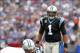 Sep 15, 2013; Orchard Park, NY, USA; Carolina Panthers quarterback Cam Newton (1) calls a play during the second half against the Buffalo Bills at Ralph Wilson Stadium. Buffalo beats Carolina 27 to 26. Mandatory Credit: Timothy T. Ludwig-USA TODAY Sports