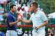 ATLANTA, GA - SEPTEMBER 20: Adam Scott of Australia (L) shakes Henrik Stenson of Sweden on the 18th green during the second round of the TOUR Championship by Coca-Cola at East Lake Golf Club on September 20, 2013 in Atlanta, Georgia. (Photo by Kevin C.