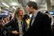 INDIANAPOLIS, IN - FEBRUARY 05: Tom Brady #12 of the New England Patriots chats with his wife Gisele Bundchen speak in the press conference area after the Patriots lost 21-17 against the New York Giants during Super Bowl XLVI at Lucas Oil Stadium on Febr