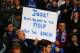 LONDON, ENGLAND - SEPTEMBER 18: Chelsea fans hold up a sign forJose Mourinho, manager of Chelsea during the UEFA Champions League Group E Match between Chelsea and FC Basel at Stamford Bridge on September 18, 2013 in London, England. (Photo by Clive Ros