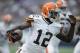 MINNEAPOLIS, MN - SEPTEMBER 22: Josh Gordon #12 of the Cleveland Browns carries the football during the first quarter of the game on September 22, 2013 at Mall of America Field at the Hubert H. Humphrey Metrodome in Minneapolis, Minnesota. (Photo by Hanna