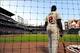 Sep 14, 2013; Atlanta, GA, USA; Atlanta Braves outfielder Justin Upton (8) waits on deck against the San Diego Padres during the first inning at Turner Field. The Braves defeated the Padres 2-1. Mandatory Credit: Dale Zanine-USA TODAY Sports