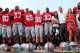 COLUMBUS, OH - SEPTEMBER 7: Head Coach Urban Meyer of the Ohio State Buckeyes and his daughter Nicole Meyer, left, and wife Shelley Meyer sing Carmen Ohio with the Buckeye football team after the Buckeyes' 42-7 victory over the San Diego State Aztecs at