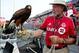 Jul 3, 2013; Toronto, Ontario, CAN; Toronto FC mascot Bitchy and his handler Martin Weraart prior to a game against Montreal Impact at BMO Field. Montreal and Toronto tied 3-3. Mandatory Credit: John E. Sokolowski-USA TODAY Sports