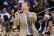 April 26, 2012; Oakland, CA, USA; San Antonio Spurs assistant coach Mike Budenholzer instructs players during action against the Golden State Warriors in the fourth quarter at ORACLE Arena. The Spurs defeated the Warriors 107-101. Mandatory Credit: Cary E
