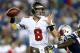 FOXBORO, MA - AUGUST 16: Mike Glennon #8 of the Tampa Bay Buccaneers throws a pass against the New England Patriots in the first half during the game at Gillette Stadium on August 16, 2013 in Foxboro, Massachusetts. (Photo by Jared Wickerham/Getty Image