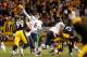 PITTSBURGH, PA - SEPTEMBER 22: Jay Cutler #6 of the Chicago Bears throws a fourth quarter pass behind the rush of Brett Keisel #99 of the Pittsburgh Steelersat Heinz Field on September 22, 2013 in Pittsburgh, Pennsylvania. Chicago won the game 40-23. (Ph