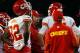 PHILADELPHIA, PA - SEPTEMBER 19: Head coach Andy Reid of the Kansas City Chiefs talks with players on the sidelines during the fourth quarter in a game against his former team, the Philadelphia Eagles at Lincoln Financial Field on September 19, 2013 in Ph