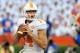 GAINESVILLE, FL - SEPTEMBER 21: Quarterback Justin Worley #14 of the Tennessee Volunteers sets to pass in the 2nd half against the Florida Gators September 21, 2013 at Ben Hill Griffin Stadium at Florida Field in Gainesville, Florida. Florida won 31 - 1