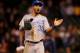 SEATTLE, WA - SEPTEMBER 23: Eric Hosmer #35 of the Kansas City Royals reacts after the Royals escaped a bases loaded situation in the tenth inning against the Seattle Mariners at Safeco Field on September 23, 2013 in Seattle, Washington. (Photo by Otto
